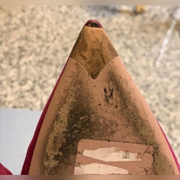 Prada Calzature Donna Camoscio Bouganville Pointed Toe Suede Mules Size US 8 - Picture 6 of 13